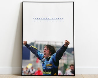 Cartel de F1 Fernando Alonso, impresión enmarcada de Fernando Alonso, regalo de Fórmula 1 enmarcado, arte de pared de Fernando Alonso, arte de pared enmarcado de F1 Fernando Alonso