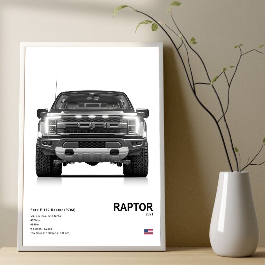Ford Rapter Poster Ford F-150 Raptor Poster, Car Poster Digital Print, Minimalist Car Wall ...