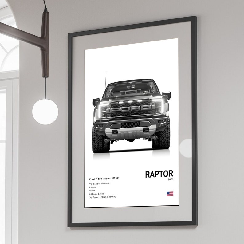 Raptor R Poster Ford F-150 Raptor Poster, Car Poster Digital Print, Minimalist Car Wall ...