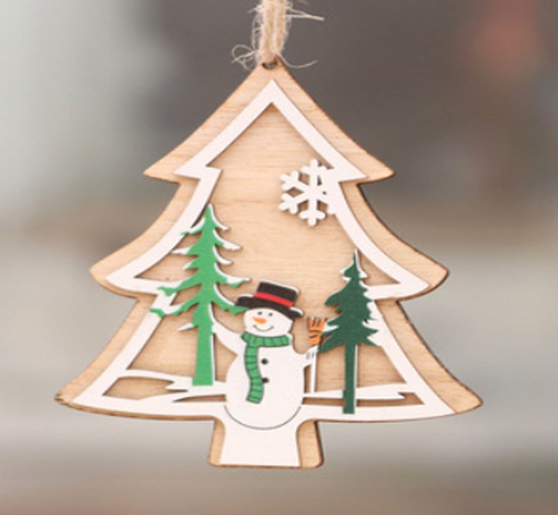 Christmas Ornament, Christmas Decoration, Wood Ornament, Snowman, Santa ...