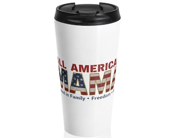 Caneca térmica All American Mama | Copo de café em aço inoxidável de 443 ml