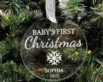 Adorno navideño para el primer bebé / Adorno acrílico personalizado con nombre y año