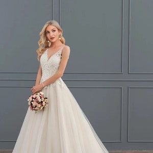 Jasmine white chiffon bridal dress made in the UK