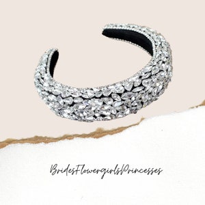 Sparkly Full Clear Crystal Gem Headbands Padded Diamanté Rhinestone Bridal Hairbands For Women Luxury Wedding Hair Accessory