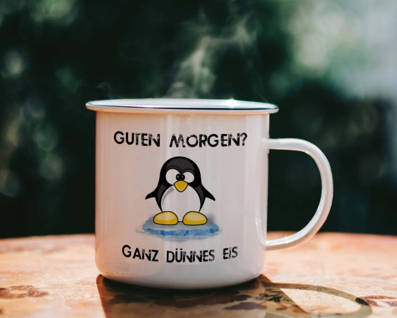 Pinguin Tasse Guten Ganz dünnes Eis. Sprüche Lustig Etsy.de
