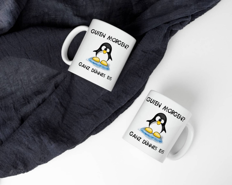 Pinguin Tasse Guten Ganz dünnes Eis. Sprüche Lustig Etsy.de