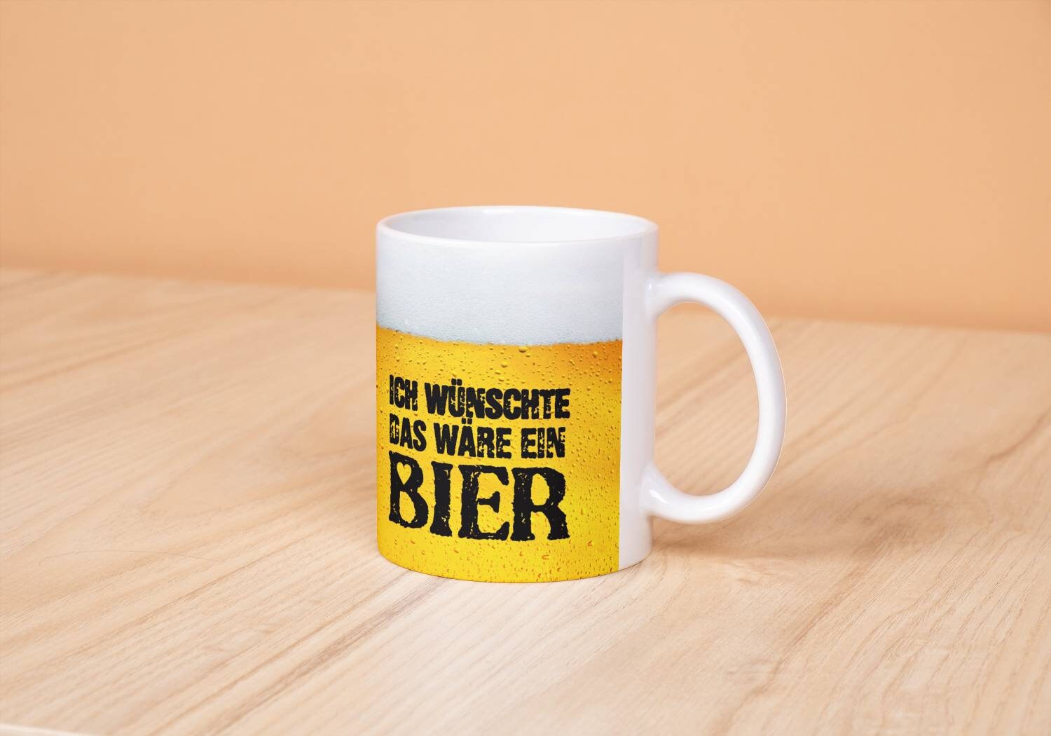 Bier-Tasse Mit Untersetzer – Spruch 'Ich Wünschte Das Wäre Ein Bier', Lustiges Geschenk Für Männer