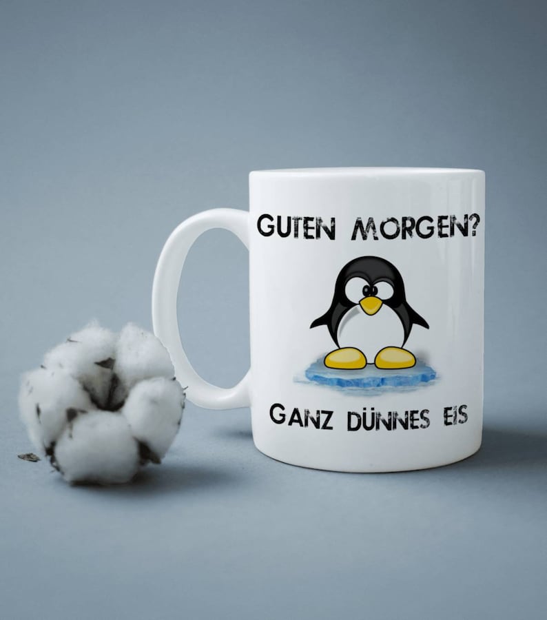 Pinguin Tasse Guten Ganz dünnes Eis. Sprüche Lustig Etsy.de