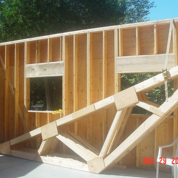 Truss Plans, How to build, Roof Rafter, Build a roof, Design Gable wood shed house garage