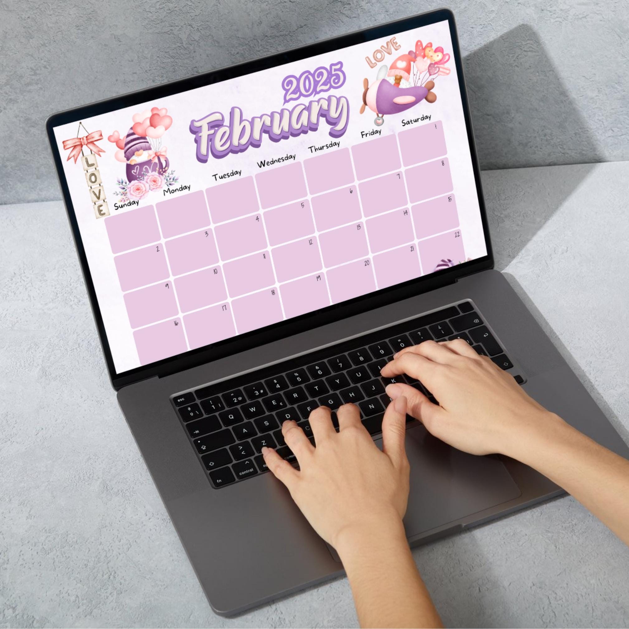 EDITABLE February 2025 Calendar, Valentine's Day, Homeschool, Loving