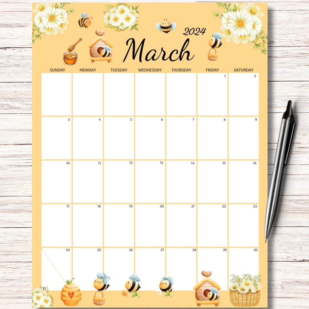 Editable 2025 March Calendar, Printable Monthly Kids School Schedule