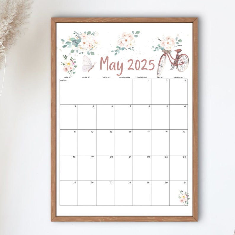 EDITABLE Monthly Calendar 2025, Printable Monthly Planner, 2025 Planner