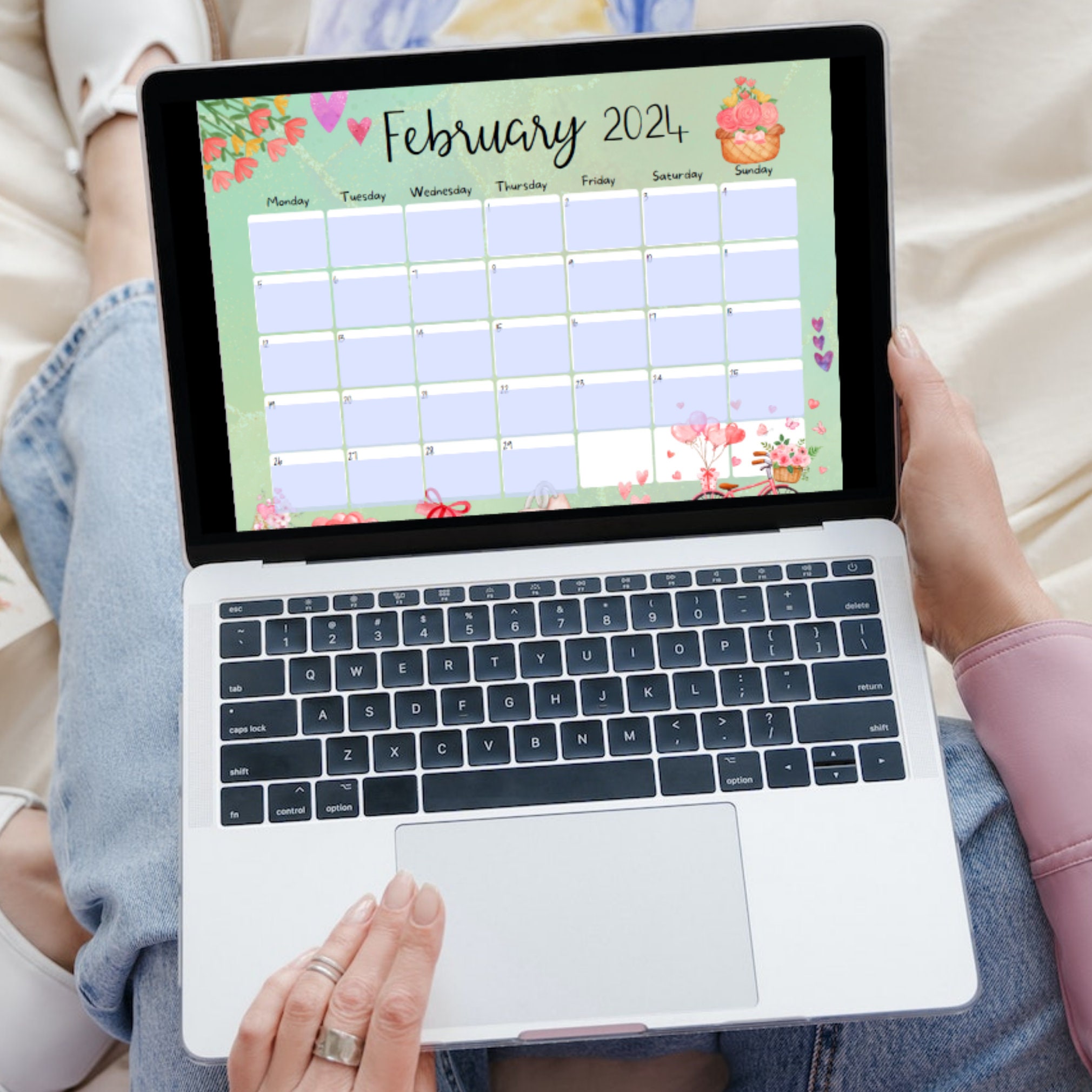 EDITABLE February 2024 Calendar, Valentines Day, Winter Calendar