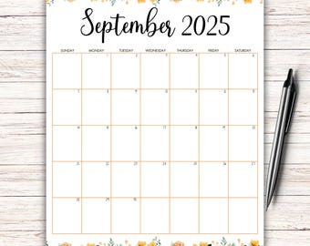 EDITABLE September 2025 Calendar, Printable Calendar, Homeschool Calendar, Academic Calendar, Beautiful Fall, Fillable September Planner