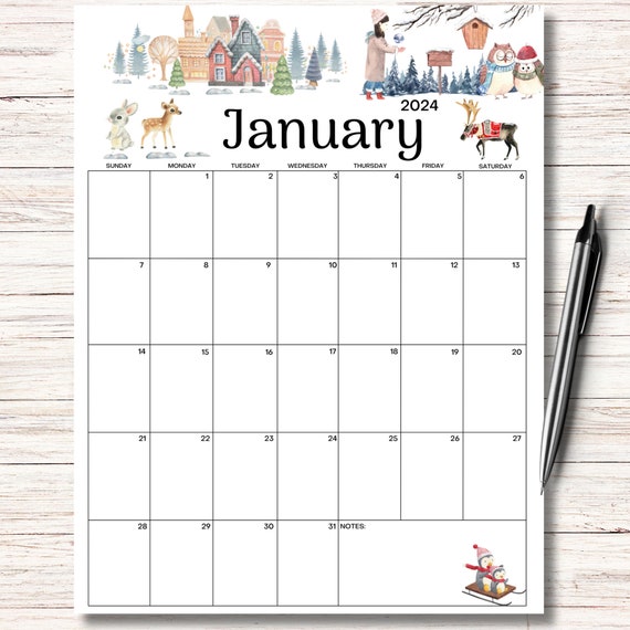 Printable 2024 January Calendar, Editable Monthly Planner, New Year's  Calendar, Winter Theme, Fillable Calendar, Classroom Calendar, PDF - Etsy  Israel