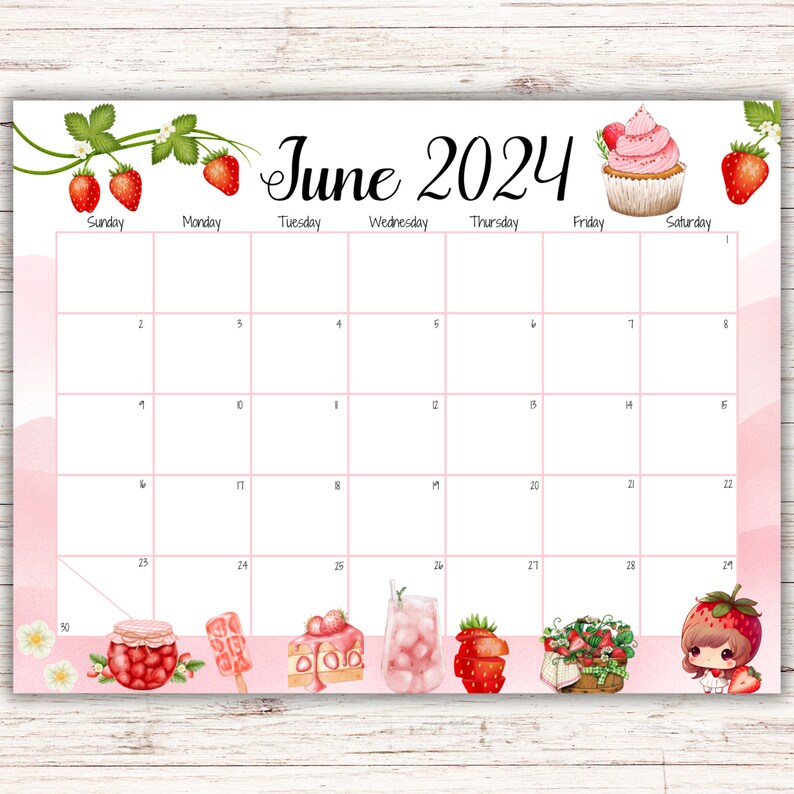 EDITABLE June 2024 Calendar, 2024 Summer Planner, Fillable June