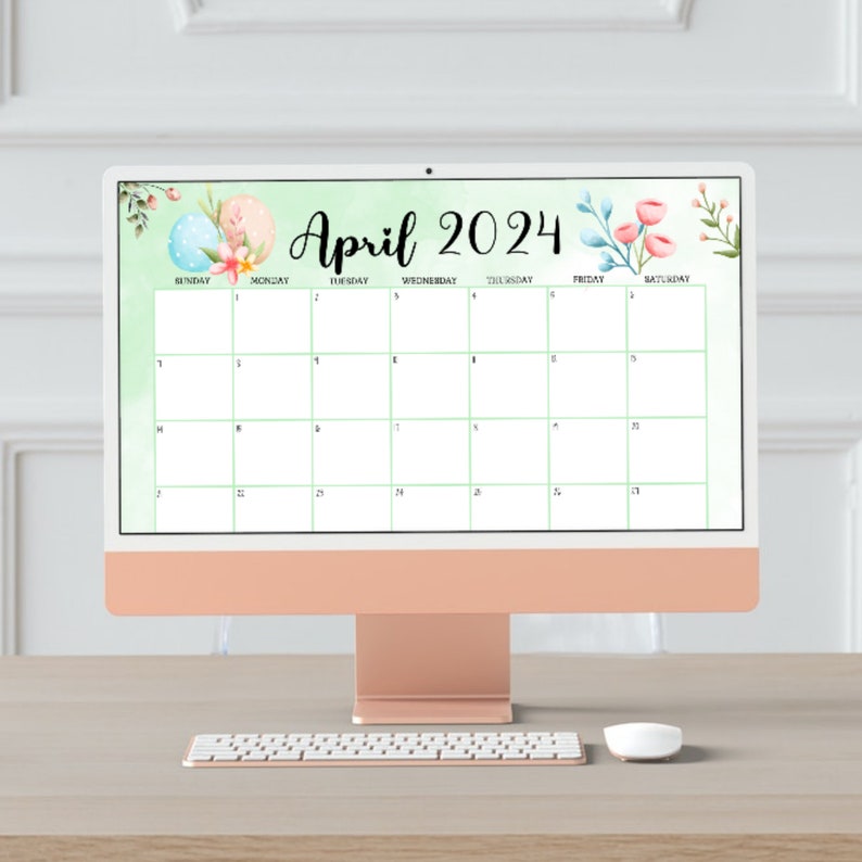 EDITABLE April 2024 Calendar, Homeschool Planner, Happy Easter Day With