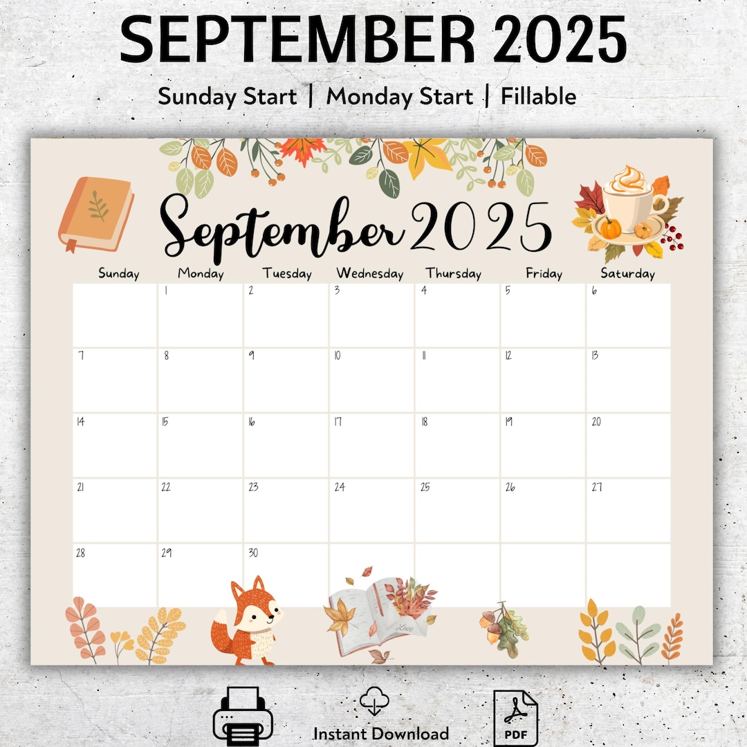 Editable September 2025 Calendar: Boho Autumn Planner (PDF) - Etsy