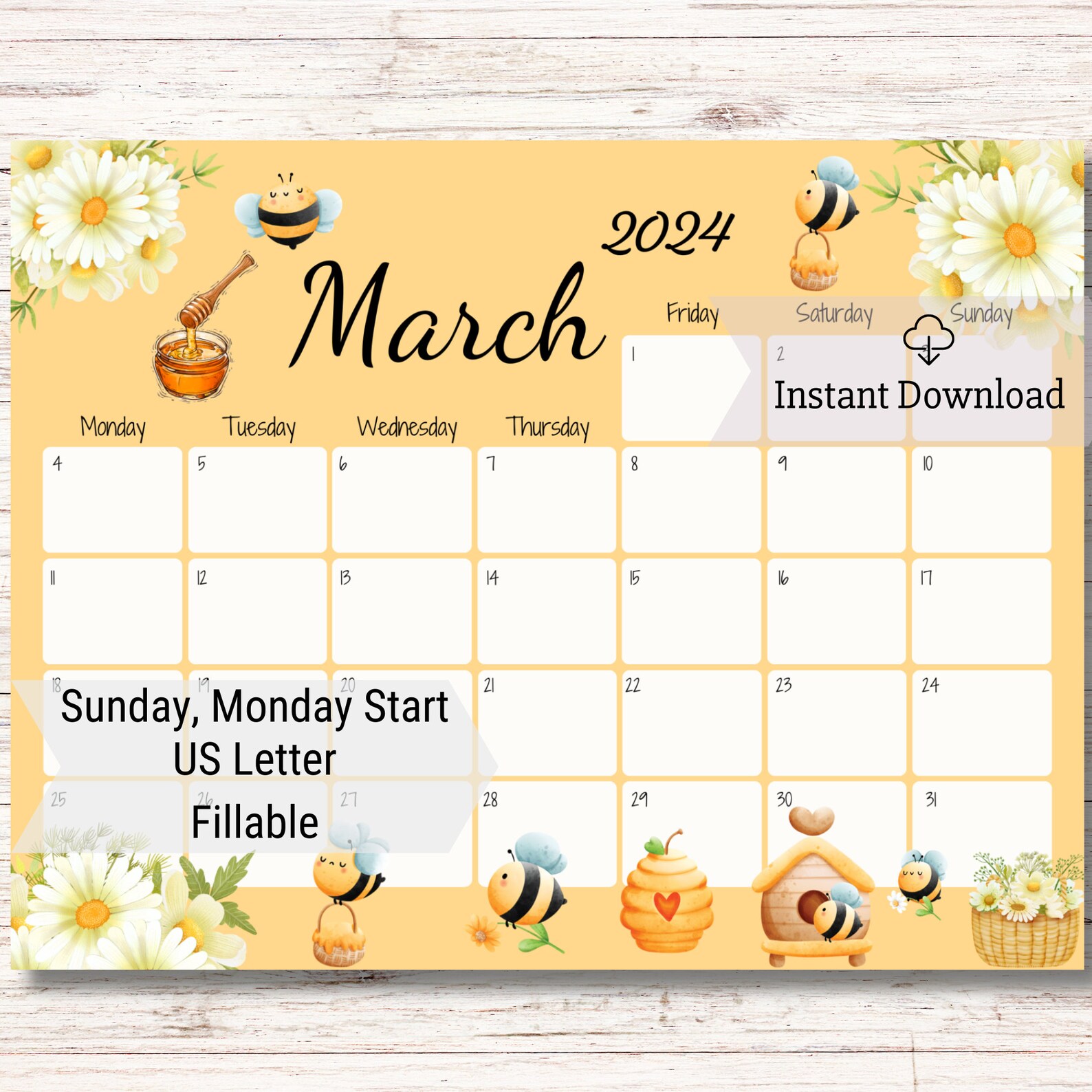 Editable 2025 March Calendar, Printable Monthly Kids School Schedule