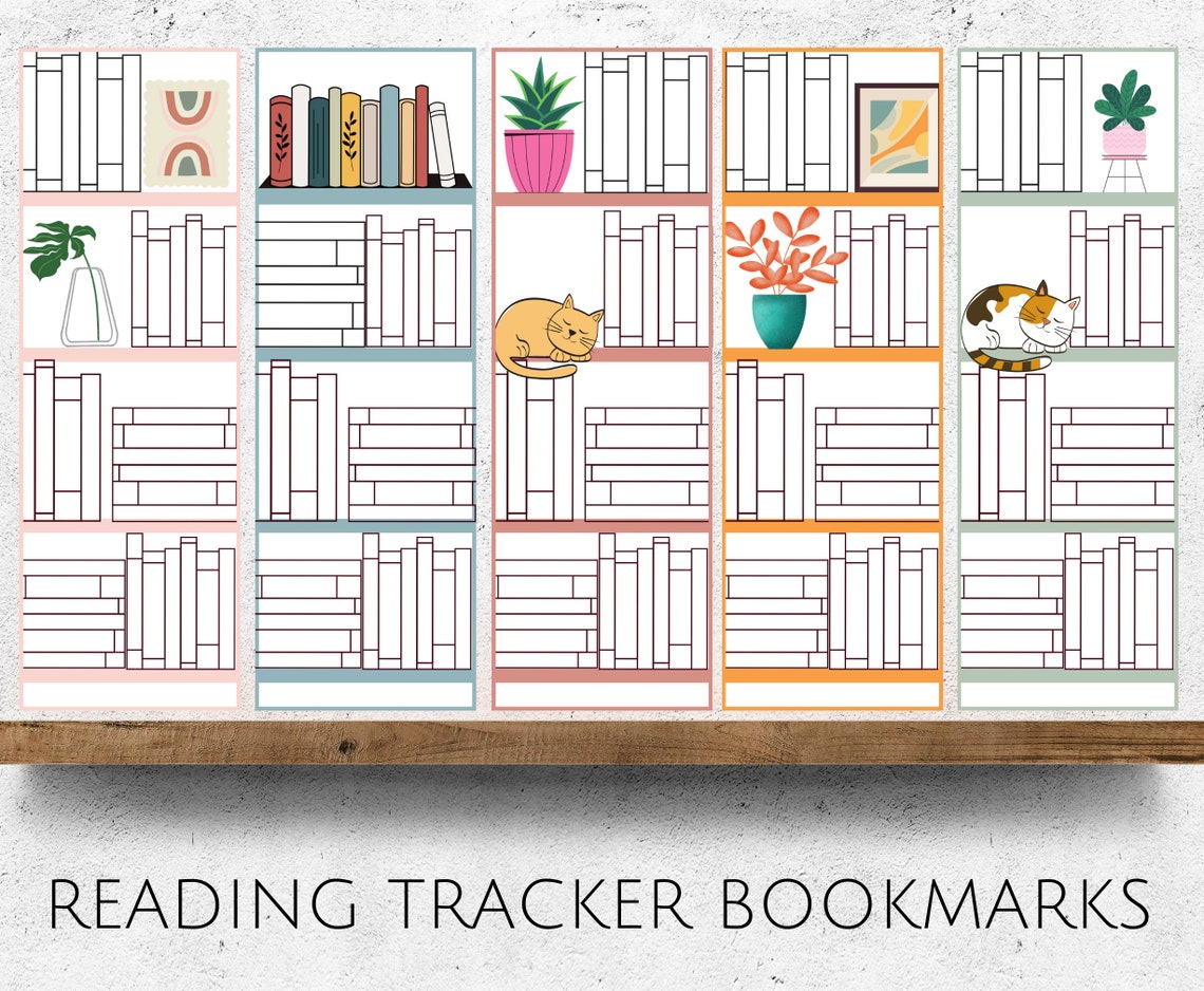 Book Tracker Bookmark Printable Bookmarks Bookshelf - Etsy