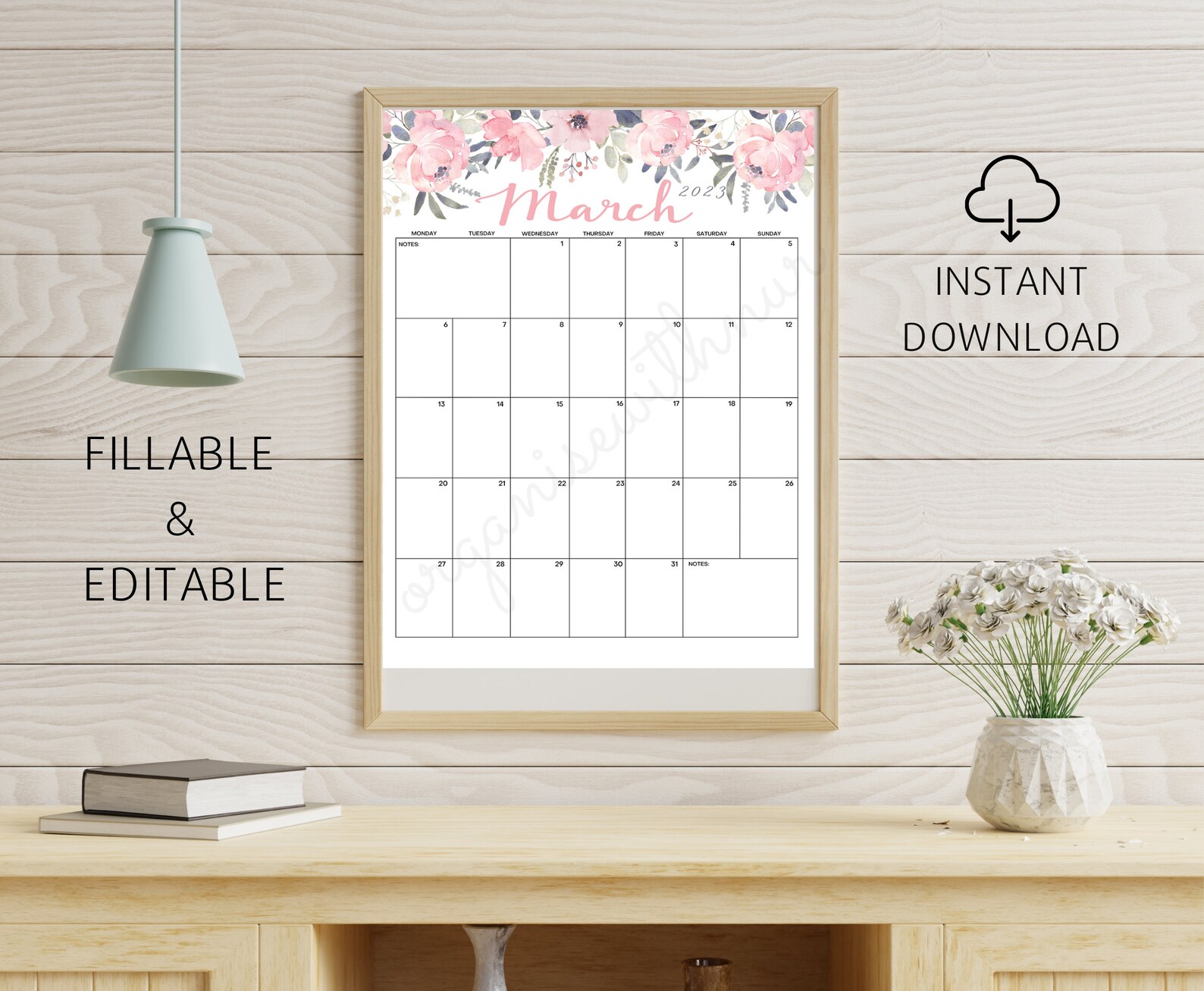 Fillable/editable March Calendar March 2023 Printable - Etsy