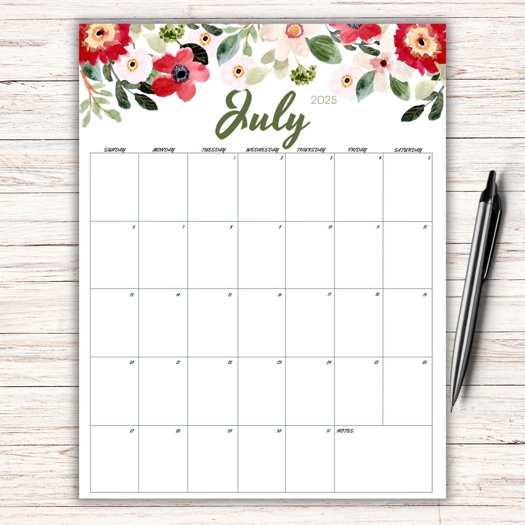 Editable July 2025 Planner, Printable July 2025 Planner, Fillable