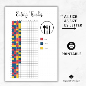 Afdrukbare eettracker, dagelijks voedsellogboek, voedseldagboek, voedseltracker, voedingsdagboek, maaltijdtracker, dieettracker, grafiek gezond eten