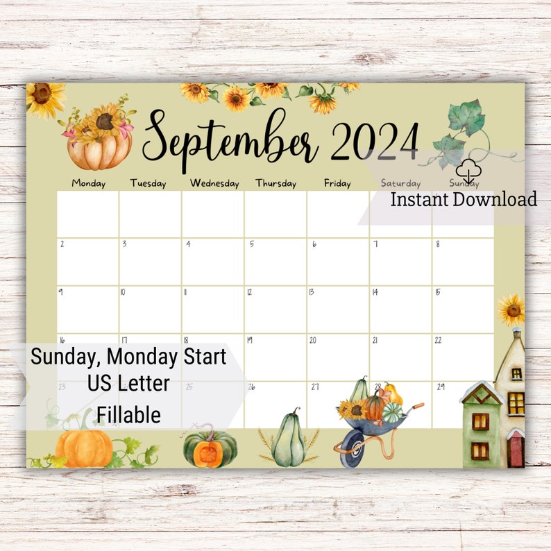 EDITABLE September 2024 Calendar, 2024 September Planner, Academic