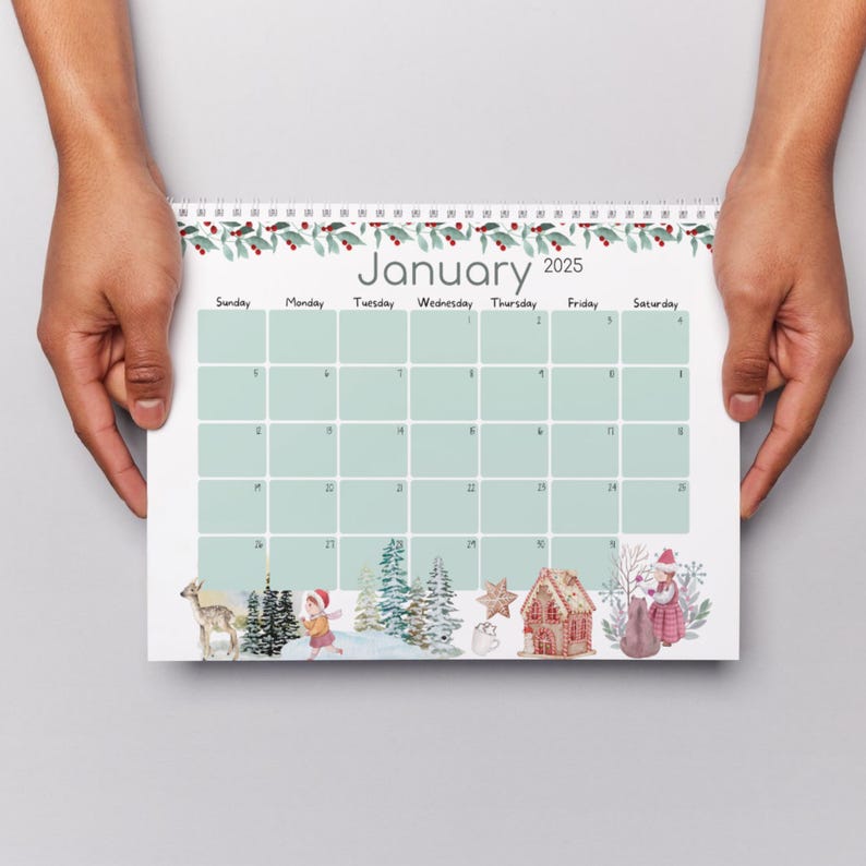 EDITABLE January 2025 Calendar, Cute January Calendar, Printable