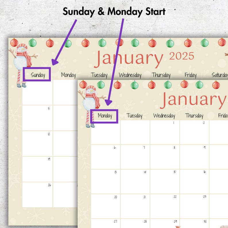 Editable January 2025 Calendar, Printable January Monthly Schedule