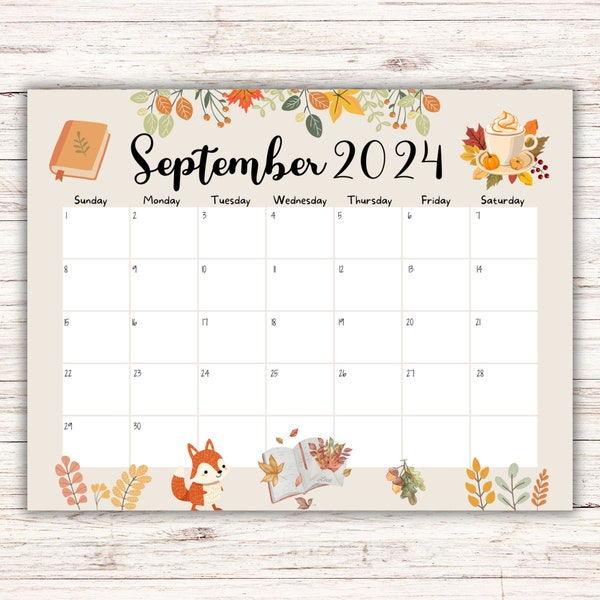 EDITABLE September 2024 Calendar, Printable September Planner, Homeschool Calendar, Academic Calendar, Beautiful Autumn, Boho Colors