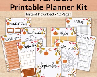 September Journal Bundle, Fall, Printable Journal Pages, September Planner Kit, Autumn Planner, September Agenda, Printable Planner, PDF