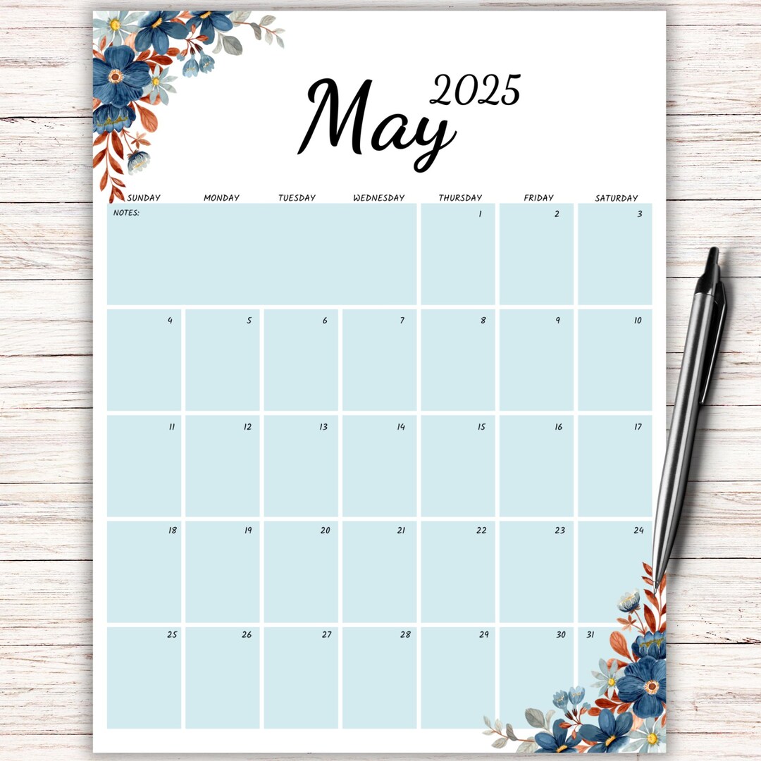 Editable 2025 May Planner, Printable May Calendar, Digital May Calendar