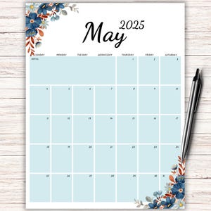 Editable 2025 May Planner, Printable May Calendar, Digital May Calendar, Homeschool Planner, Academic Calendar, Fillable May Calendar