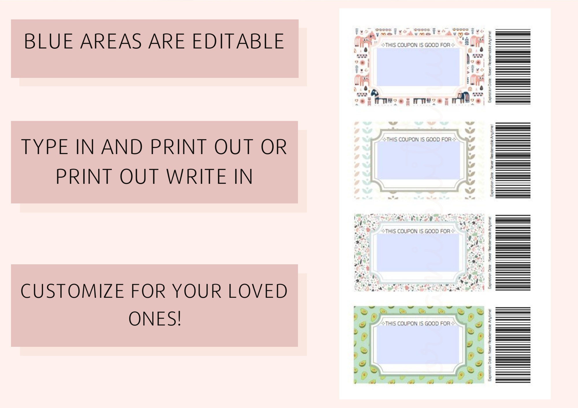 Printable Kids Reward Coupons Editable Reward Coupons - Etsy