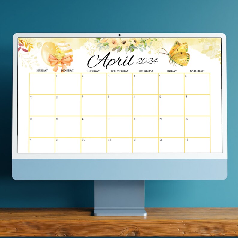 EDITABLE April 2024 Calendar, Printable, Fillable Monthly Planner, Kids