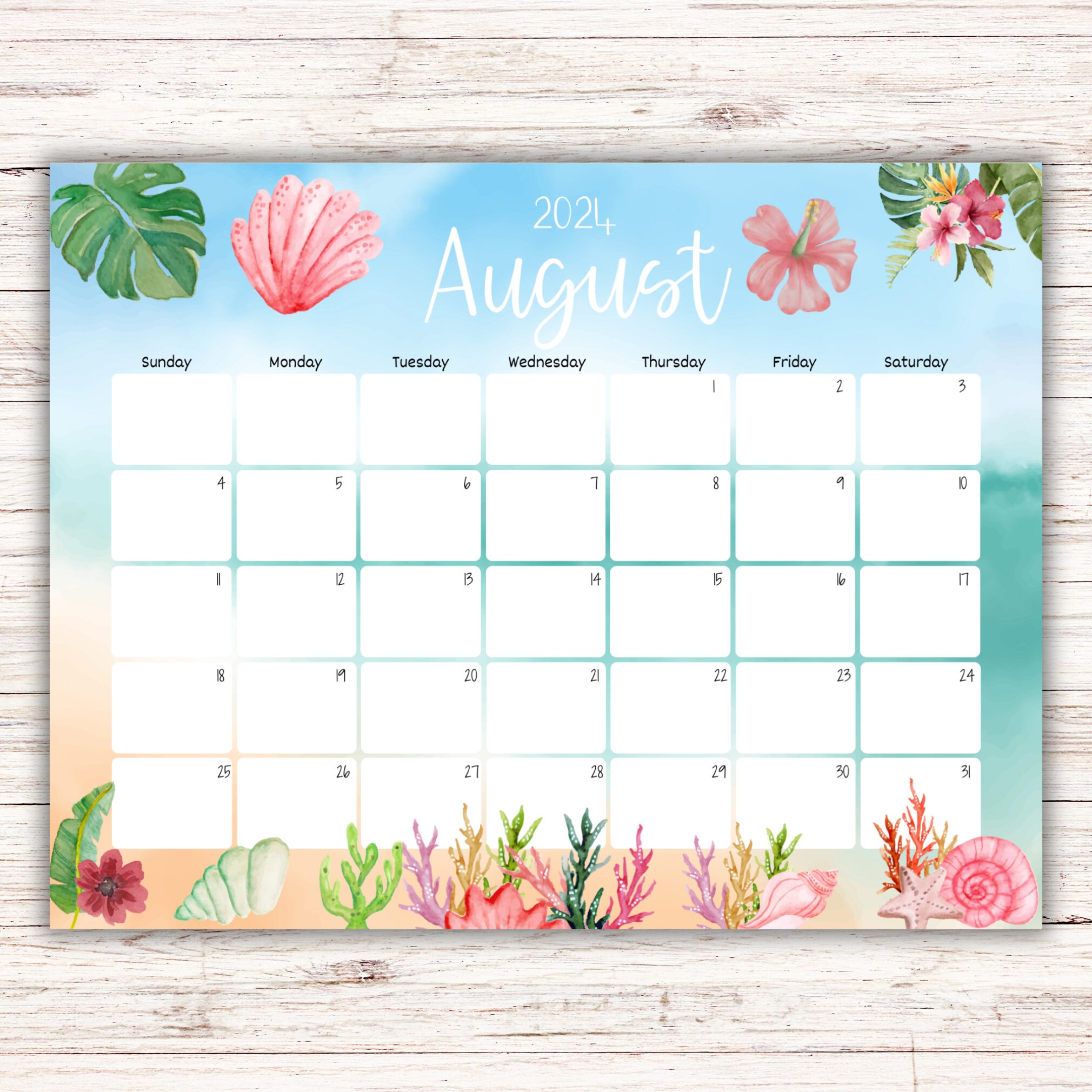 EDITABLE August 2024 Calendar, August Academic Planner, Printable ...