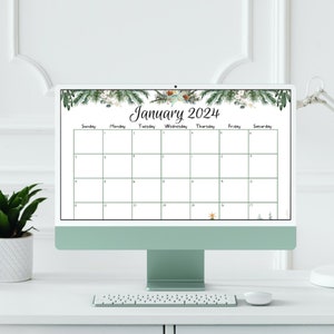 EDITABLE January 2024 Calendar, Snowy Pine Trees, Old Red Truck, Beautiful Winter, Printable Fillable Calendar Planner, Homeschool Planner image 4
