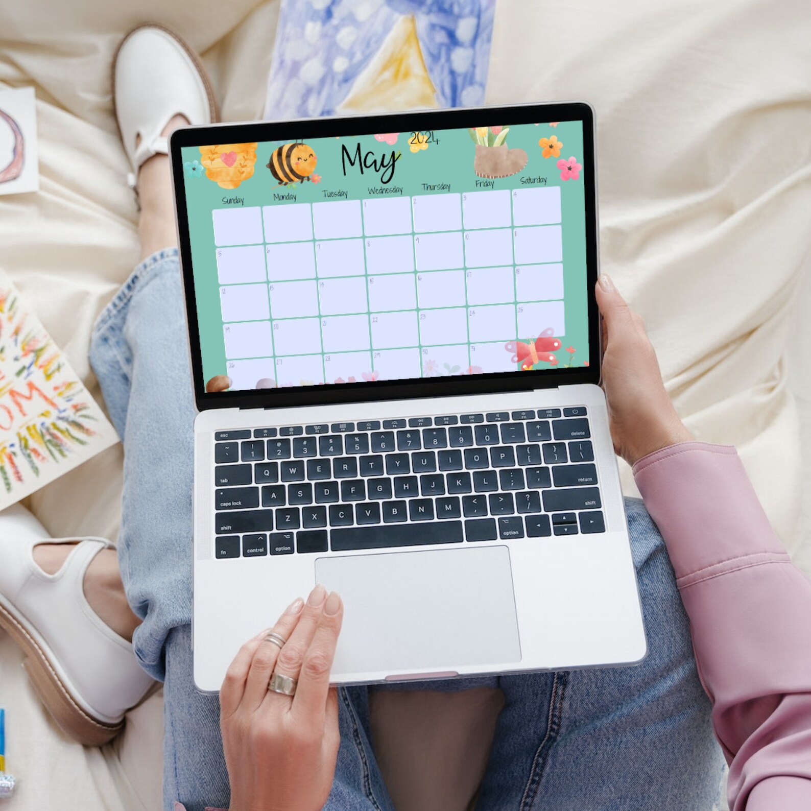 Monthly Calendar 2024, New Year, School Home Office, 2024 Monthly