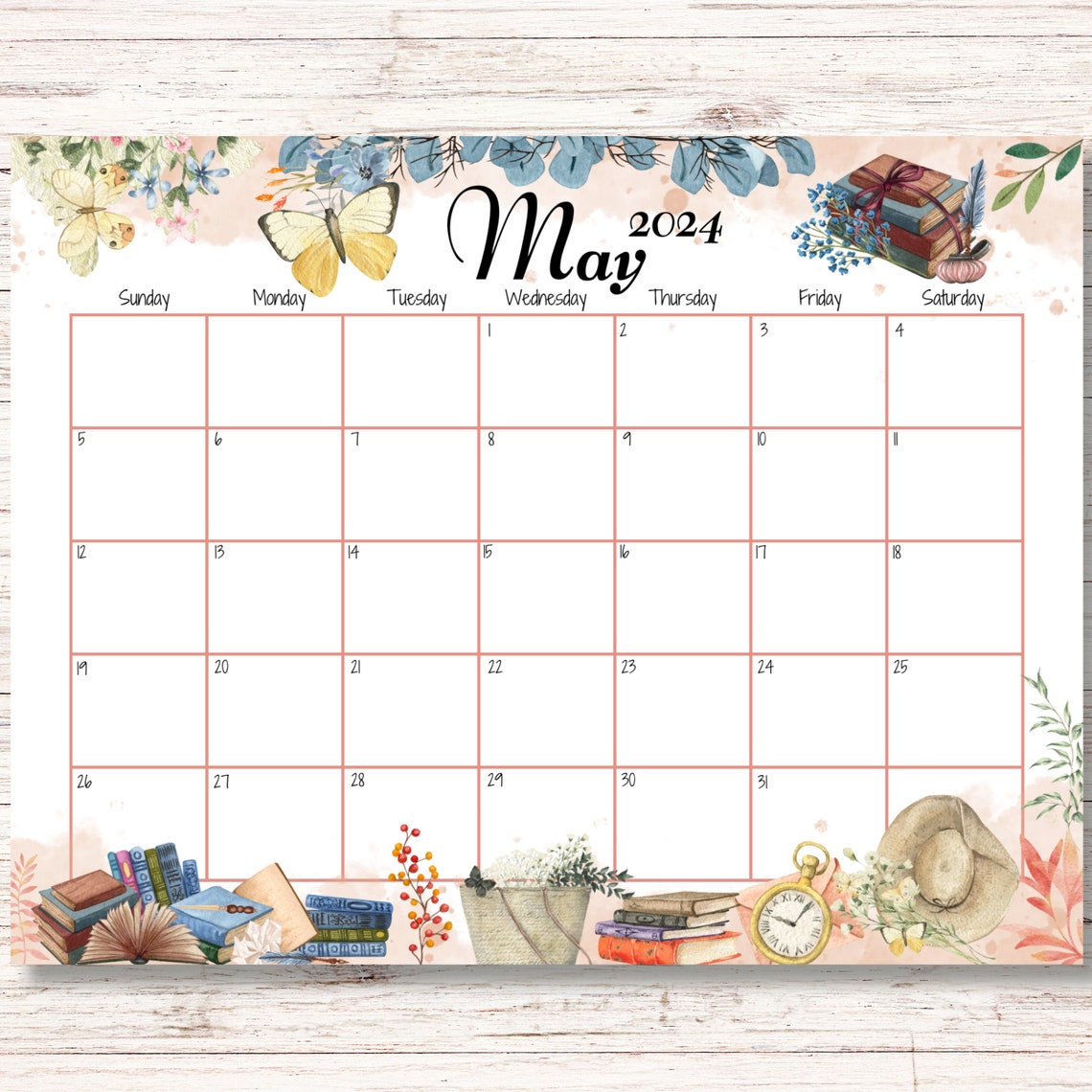 EDITABLE May 2024 Calendar, Mother's Day, Gift for Teacher, Printable