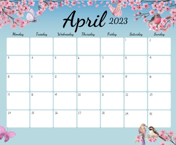 Buy EDITABLE April 2023 Calendar Beautiful Spring Cherry Online in India -  Etsy