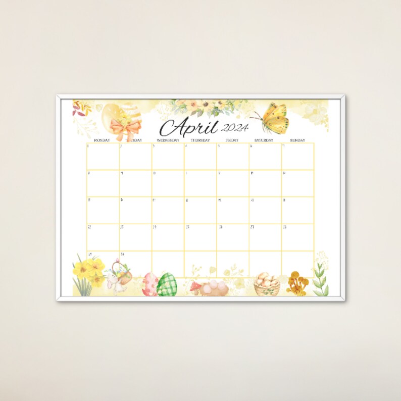 EDITABLE April 2025 Calendar, Printable, Fillable Monthly Planner, Kids