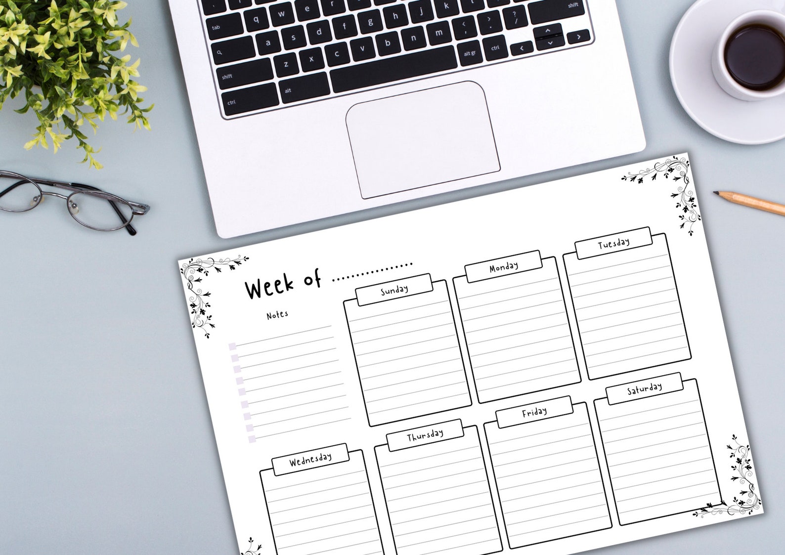 Printable Weekly Planner, Sunday Monday Start, Weekly Schedule, to Do List, Simple Weekly ...