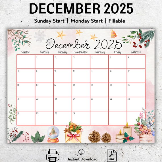 December Month Calendar 2025