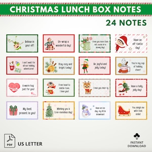 Note stampabili per il pranzo di Natale per bambini, note per le vacanze per bambini, set di note per il pranzo invernale, note per il pranzo delle feste