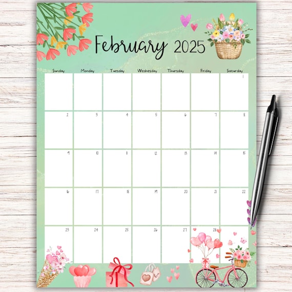 February 2025 calendar, printable february calendar, fillable ...
