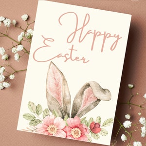 Druckbare Osterkarte, Osterhase, Grußkarte, Frohe Ostern, Digitale Karte
