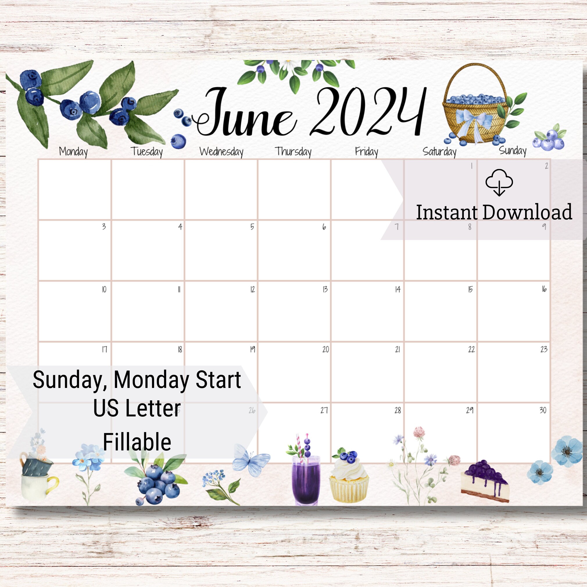 EDITABLE June 2024 Calendar School Calendar Fillable June Calendar