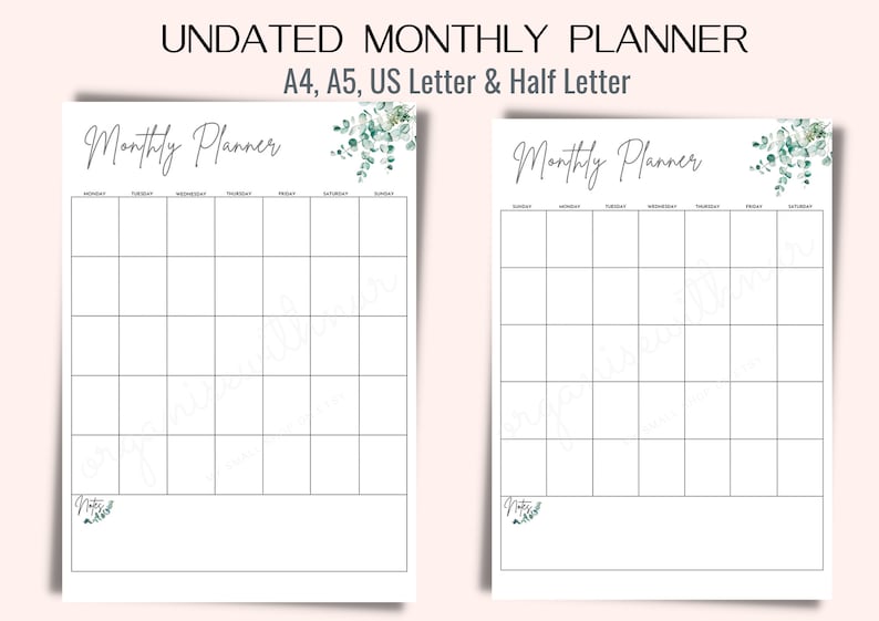 Printable Monthly Organizer Minimalist Work Planner Simple - Etsy