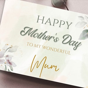 Printable Card For Mom, Mother's Day Card, Floral Theme Greeting Card, Mothers Day Gift, Happy Mother's Day, Digital Card
